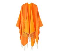 ORANDESIGNE Damen Poncho Schal Cashmere Feeling Strick Cape Cardigan Gestrickt Überdimensionalen Decke Kap-Schal Für Frauen Mutter Geschenk C Orange
