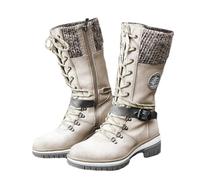 ORANDESIGNE Damen Schneestiefel mit Comfort Hasp Leder Zipper Frauen Boots Bootie Herbst Winter Damen Stiefelette Knöchel Schuhe Worker Boots E Weiß 38 EU