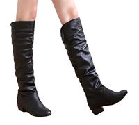 ORANDESIGNE Damen Stiefel Boots Herbst Winter Comfort Lackleder Hohe Stiefel Damen Schuhe Halbhohe Stiefel Mittelstiefel mit Runder Zehenpartie Lederstiefel C Schwarz 38 EU