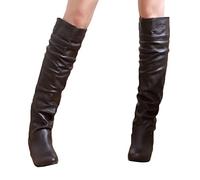 ORANDESIGNE Damen Stiefel Boots Herbst Winter Comfort Lackleder Hohe Stiefel Damen Schuhe Halbhohe Stiefel Mittelstiefel mit Runder Zehenpartie Lederstiefel C Braun 37 EU