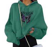 ORANDESIGNE Damen Sweatshirt Pullover Teenager Mädchen Hoodie Herbst Winter Hoodie Frauen Pullover Oberteile Langarmshirt Kapuzenpullover Mode Casual Pulli mit Kordel und Taschen A Dunkelgrün XL