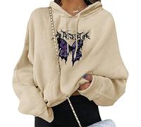 ORANDESIGNE Damen Sweatshirt Pullover Teenager Mädchen Hoodie Herbst Winter Hoodie Frauen Pullover Oberteile Langarmshirt Kapuzenpullover Mode Bequem Casual Pulli mit Kordel und Taschen A Khaki S