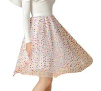 ORANDESIGNE Damen Tüll Röcke Tütü Röcke A-Linie Midi Rock Bunte Punkte Farbverlauf Tutu Rock Mit Elastische Hohe Taille Petticoat Unterrock Party Tüll Rock Midirock Crinoline A Mehrfarbig S