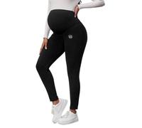 ORANDESIGNE Damen Umstandsleggings Thermo Umstandsmode Winter Thermo Leggings Schwangerschaft Gefüttert Blickdicht Umstandshose für Zuhause Sport Umstandshose B Schwarz M
