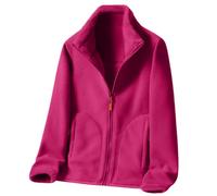 ORANDESIGNE Damen Winterjacke Warm Gefütterte Plüsch Teddy Jacke Polar Fleecejacke Wendbare Sherpa Sweatjacke mit Teddyfutter Kuschelige Übergangsjacke Herbst Outdoor Mäntel Rosenrot XXL