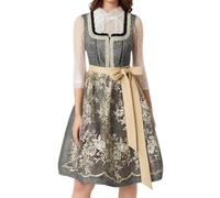 ORANDESIGNE Dirndl Damen Dirndelkleider mit Bluse und Schürze Dirndl Set Komplett Trachtenkleid Midi 3tlg. für Oktoberfest B Dunkelgrau XS