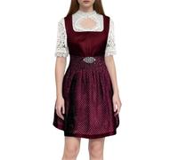 ORANDESIGNE Dirndl Damen Dirndelkleider mit Bluse und Schürze Dirndl Set Komplett Trachtenkleid Midi 3tlg. für Oktoberfest D Rot XL