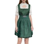 ORANDESIGNE Dirndl Damen Dirndelkleider mit Bluse und Schürze Dirndl Set Komplett Trachtenkleid Midi 3tlg. für Oktoberfest D Grün XL