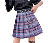 ORANDESIGNE Frauen Mädchen Kurze Hohe Taille Gefaltete Skater Tennis Schule Rock Damen Kariert Rock Faltenröcke Minirock Kurz Skirt Mit Fliege A Rose XS