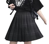 ORANDESIGNE Frauen Mädchen Kurze Hohe Taille Gefaltete Skater Tennis Schule Rock Damen Kariert Rock Faltenröcke Minirock Kurz Skirt Mit Fliege E Schwarz M