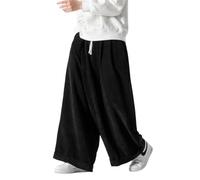 ORANDESIGNE Herren Baggy Cordhose Ausgebeult Cord Jogginghose Lässig Lose Leicht Elastische Taille Haremshose Männer Loose Hip Hop Staight Jogger Hose D Schwarz 3XL