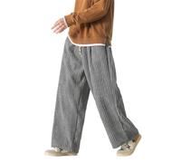 ORANDESIGNE Herren Baggy Cordhose Ausgebeult Cord Jogginghose Lässig Lose Leicht Elastische Taille Haremshose Männer Loose Hip Hop Staight Jogger Hose C Grau XXL