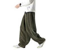ORANDESIGNE Herren Baggy Cordhose Ausgebeult Cord Jogginghose Lässig Lose Leicht Elastische Taille Haremshose Männer Loose Hip Hop Staight Jogger Hose A Grün 3XL