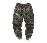 ORANDESIGNE Herren Hose Mode Cargo Hose Muti Taschen Bandage CasualSporthosen Harem Hose Männer Freizeithose Chino Hose Sweatpants C Armeegrün S