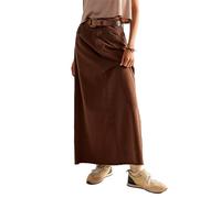 ORANDESIGNE Jeansrock Damen Lang Vintage-Stil Jeans Maxirock Bleistift Midiröcke Eleganter Hohe Taille A-Linie Rock mit Taschen A Kaffee XL