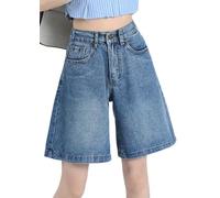 ORANDESIGNE Jorts Baggy Damen Harajuku Fashion Baggy Jeans Mädchen Bermuda Shorts Jeans Shorts Sommer Kurze Hose Jeans Korean Fashion Shorts Knielang Streetwear G Blau L