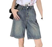ORANDESIGNE Jorts Baggy Damen Harajuku Fashion Baggy Jeans Mädchen Bermuda Shorts Jeans Shorts Sommer Kurze Hose Jeans Korean Fashion Shorts Knielang Streetwear H Blau L
