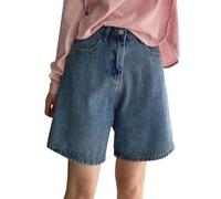 ORANDESIGNE Jorts Baggy Damen Harajuku Fashion Baggy Jeans Mädchen Bermuda Shorts Jeans Shorts Sommer Kurze Hose Jeans Korean Fashion Shorts Knielang Streetwear C Blau XS
