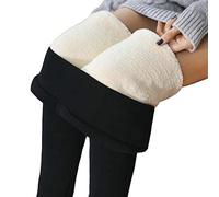 ORANDESIGNE Leggings Damen Winter Damen Thermo Leggings Gefüttert Thermo Super Dicke Kaschmir Samt Katze Tier Drucken High Waist Bequem Warme Strumpfhose Winterleggings Hosen A Schwarz XL