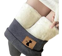 ORANDESIGNE Leggings Damen Winter Damen Thermo Leggings Gefüttert Thermo Super Dicke Kaschmir Samt Katze Tier Drucken High Waist Bequem Warme Strumpfhose Winterleggings Hosen F Grau M