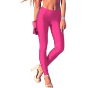 ORANDESIGNE Leggings Glänzend Damen Bauchkontrolle Glänzend Yoga Leggings mit Hoher Taille Strumpfhosen Glitzer Strumpfhosen Blickdicht Haut Sport Leggings A Rose L