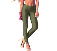 ORANDESIGNE Leggings Glänzend Damen Bauchkontrolle Glänzend Yoga Leggings mit Hoher Taille Strumpfhosen Glitzer Strumpfhosen Blickdicht Haut Sport Leggings A Armeegrün XL