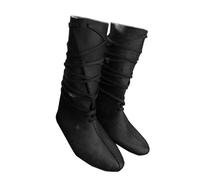 ORANDESIGNE Mittelalter Stiefel Herren Ritter Kostüm Cowboystiefel Westernstiefel Piratenkostüm Herren Gummistiefel Viking Kniehohe Stiefel Retro PU Leder Piratenstiefel D Schwarz 42 EU