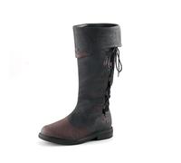 ORANDESIGNE Mittelalter Stiefel Herren Ritter Kostüm Cowboystiefel Westernstiefel Piratenkostüm Herren Gummistiefel Viking Kniehohe Stiefel Retro PU Leder Piratenstiefel F Schwarz 41 EU