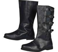 ORANDESIGNE Mittelalter Stiefel Herren Ritter Kostüm Cowboystiefel Westernstiefel Piratenkostüm Herren Gummistiefel Viking Kniehohe Stiefel Retro PU Leder Piratenstiefel I Schwarz 45 EU