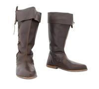 ORANDESIGNE Mittelalter Stiefel Herren Ritter Kostüm Cowboystiefel Westernstiefel Piratenkostüm Herren Gummistiefel Viking Kniehohe Stiefel Retro PU Leder Piratenstiefel C Braun 40 EU