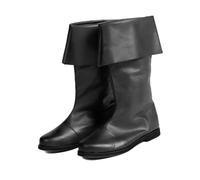 ORANDESIGNE Mittelalter Stiefel Herren Ritter Kostüm Cowboystiefel Westernstiefel Piratenkostüm Herren Gummistiefel Viking Kniehohe Stiefel Retro PU Leder Piratenstiefel A Schwarz 41 EU