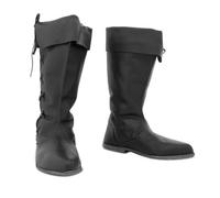 ORANDESIGNE Mittelalter Stiefel Herren Ritter Kostüm Cowboystiefel Westernstiefel Piratenkostüm Herren Gummistiefel Viking Kniehohe Stiefel Retro PU Leder Piratenstiefel 43 EU C Schwarz
