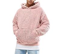 ORANDESIGNE Pullover Herren Hoodie Herren Kapuzenpullover Plüsch Hoodie Sweatshirt Teddy-Fleece Pullover mit Taschen F Rosa S