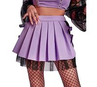 ORANDESIGNE Rock Damen Gothic Faltenrock Schulmädchen A-Linie Plaid Rock Skater Tennis Basic Minirock Streetwear A Violett XS