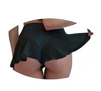 ORANDESIGNE Scrunch Butt Sportshorts Damen Push Up Booty Nahtlos Biker Yoga Fitness Gym Shorts Hohe Taille Pole Dance Rüschen Bikini Rave Cut Out Clubwear E Schwarz XS