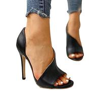 ORANDESIGNE Sommer Damen Künstliche PU Fischmaul Offener Zeh Sexy Rom Ultra High Heels Sandalen Pumps Peep Toe Hasp Fein Mit Sandalen Hochzeit Abiball Party A Schwarz 39 EU