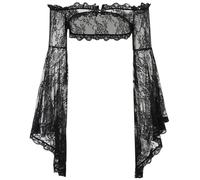 ORANDESIGNE Spitzen Bolero Damen Festlich Gothic Spitze Shrug Jäckchen Oberteil Lang Ärmel Boleros Crop Top Goth Spitzenbolero Spitzen Bolero Schwarz Shrug Gothic Jäckchen für Abendkleid D M