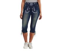 ORANDESIGNE Trachtenhose Damen Stretch Trachtenjeans Oktoberfest Outfit Trachtenmode High Waist Skinny Denim Hosen A Blau XXL