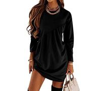ORANDESIGNE Winterkleid Damen Langarm Festlich Kleid Winter Pulloverkleid Elegant Lockeres Sweatshirt Kleid Knielang Minikleid Casual Kleider Blusenkleid Langarm Lange Freizeitkleid Schwarz L