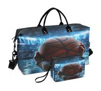 Orange Basketball Sport Arena Sporttasche Handtasche mit Make-up Aufbewahrungstasche Badetasche für Reisen Mädchen Männer