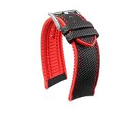 Orange-blaues Kautschukarmband, kompatibel mit IWC Portugieser Pilots Mark 18 Portofino Seiko Uhrenarmband Nylon Soft Herrenarmband 20 21 22m(Black red silver,22mm)