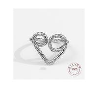 (Orange) Echte 925 Sterling Silber Ringe für Frauen öffnen Vintage Hochzeit Schmuck große verstellbare Antik