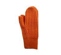 (Orange)Soft Crochet Gloves Driving Full Finger Mittens Solid Color Knitted Gloves