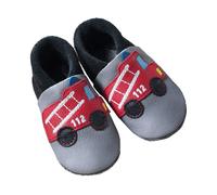 Orangenkinder Kinder Lederpuschen Krabbelschuhe Bio-Leder "Feuerwehr" Gr.26/27