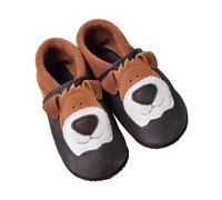 Orangenkinder Kinder Lederpuschen Krabbelschuhe Bio-Leder "Hund" Gr.20/21
