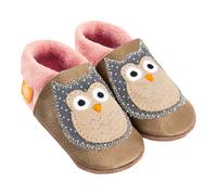 Orangenkinder Krabbel- und Hausschuhe Eule 24 taupe/rosa