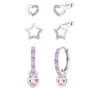 ORAZIO 3 Paare Kinder Ohrringe Silber 925 Mädchen Ohrstecker Creolen Silber hängend Ohrringe Kinder Herz Stern Piercing Ohr Schmuck Ohrringe Für Mädchen