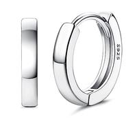 ORAZIO 925 Sterling Silber Herren Ohrringe Creolen für Teenager Jungen, Kleine Schwarze Schlaf Echt Silber Creolen Diamant für Damen, Einfache Unisex Ohrringe Minimalistische Feinschmuck Geschenke