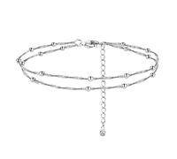 ORAZIO 925 Sterling Silber Knöchel Armband Mehrschichtige Fußkettchen für Frauen Herz Runde Kugel Zirkon Mehrere Stile Fußkettchen Verstellbare Kette Sommer Strand Fußschmuck 3