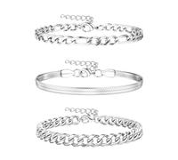 ORAZIO Armband Herren Silber 925 Ketten Armband für Männer Bracelet Men Schlange Figaro Armbänder Armkette Herren Freund Papa Geburtstags Geschenke Herren Schmuck